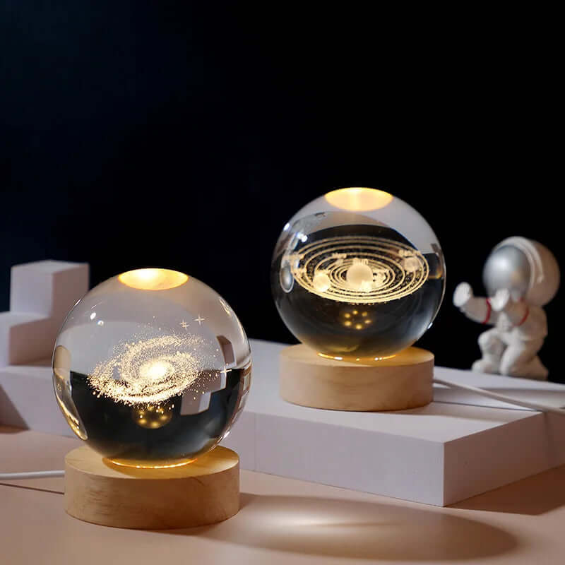 3D Crystal Galaxy Planet Glass Globe