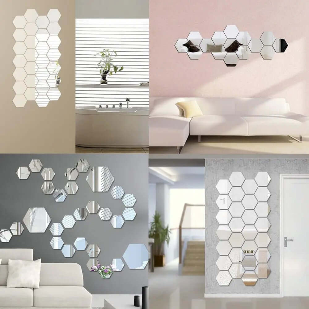 Hexagon 3D Mirror Wall Stickersoration