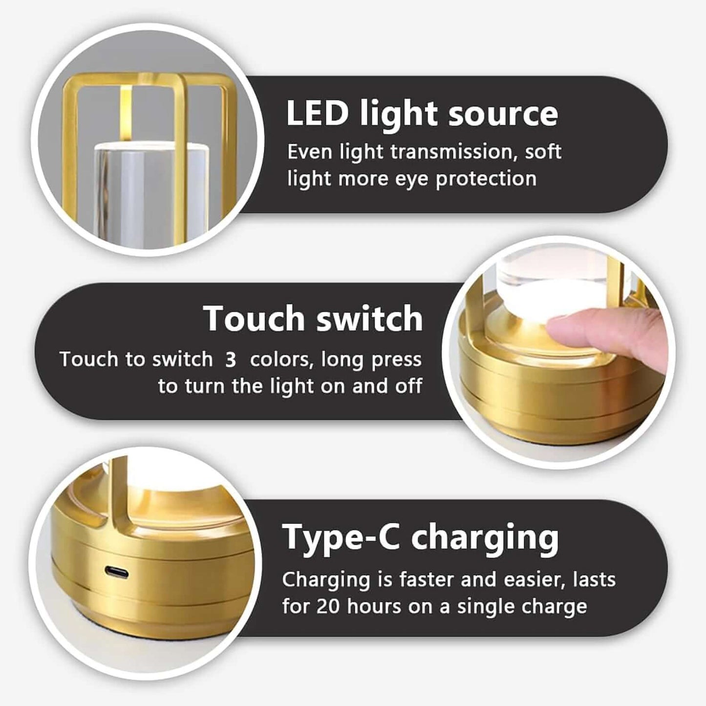 Wireless Table Lamp - LED Touch Sensor Night Light