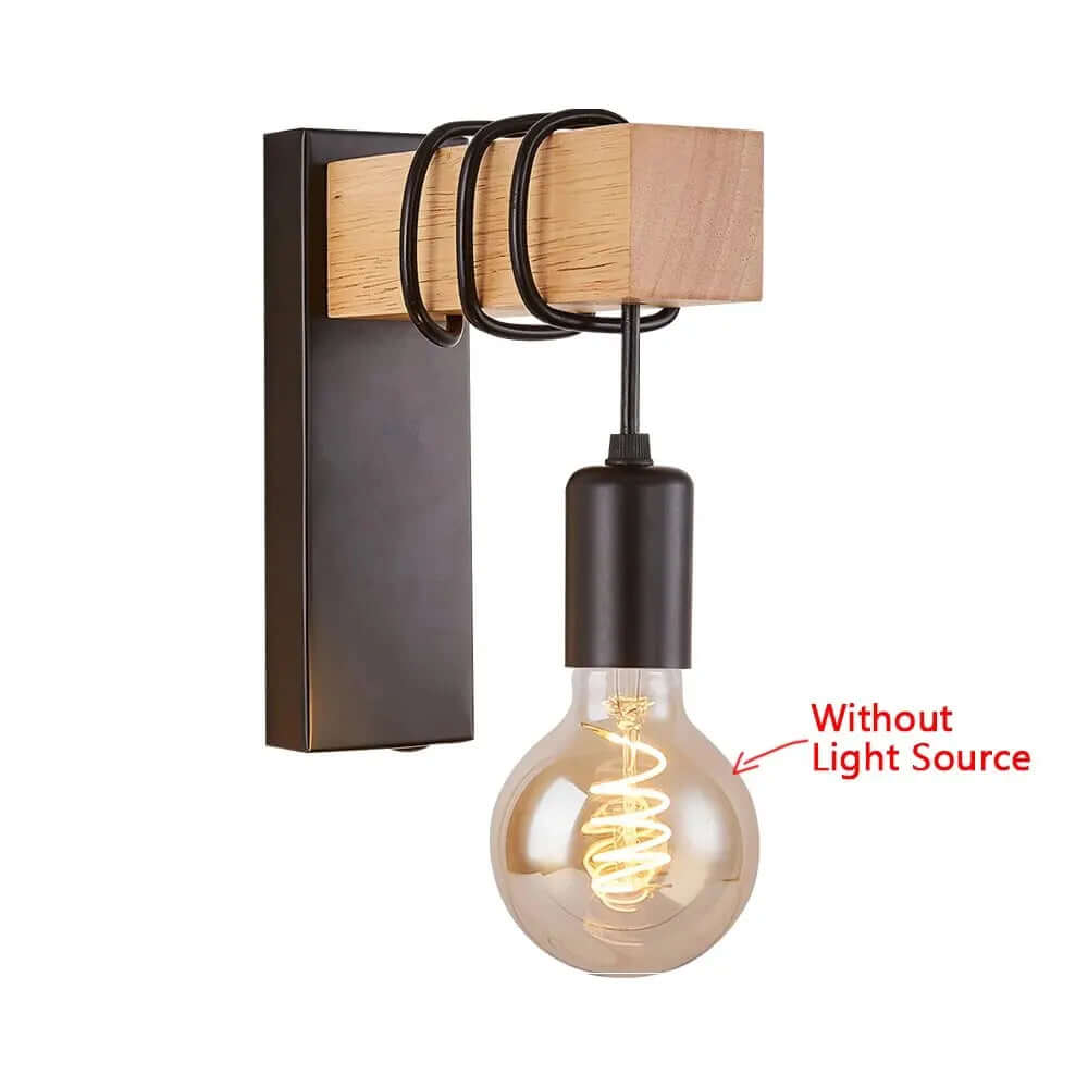 Retro Wood LED Wall Lamp - Industrial Loft Style Lighting Fixture