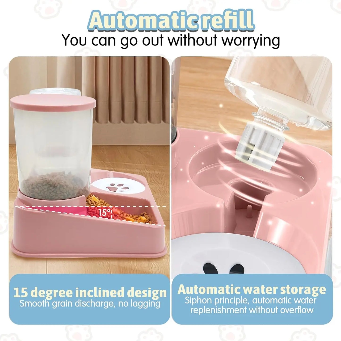 Cat Feeder & Water Dispenser Set