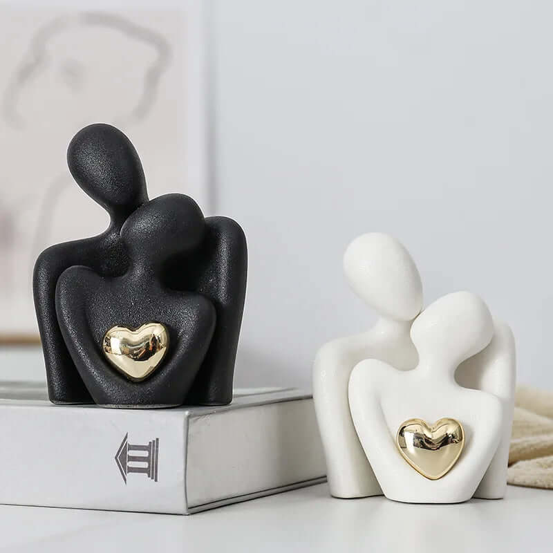 Heart-Shaped Gold-Plated Abstract Couple Decoration