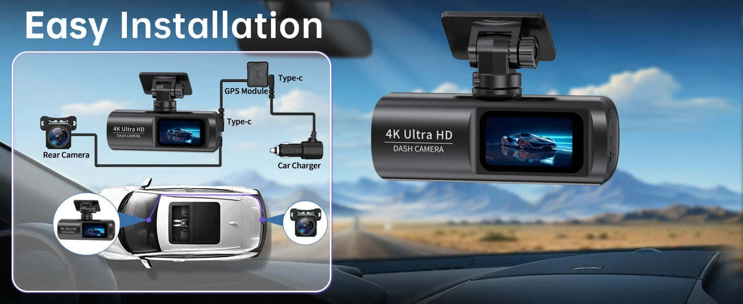 Dual Lens Driving Recorder with WiFi & GPS