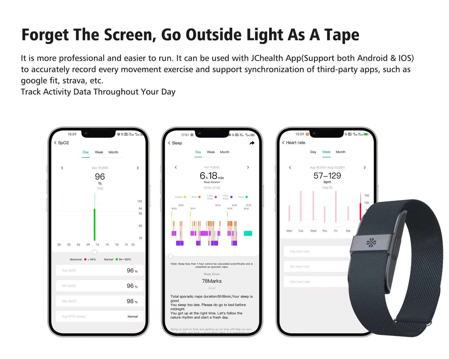 2208A Smart Bracelet - Heart Rate & Blood Pressure Fitness Tracker