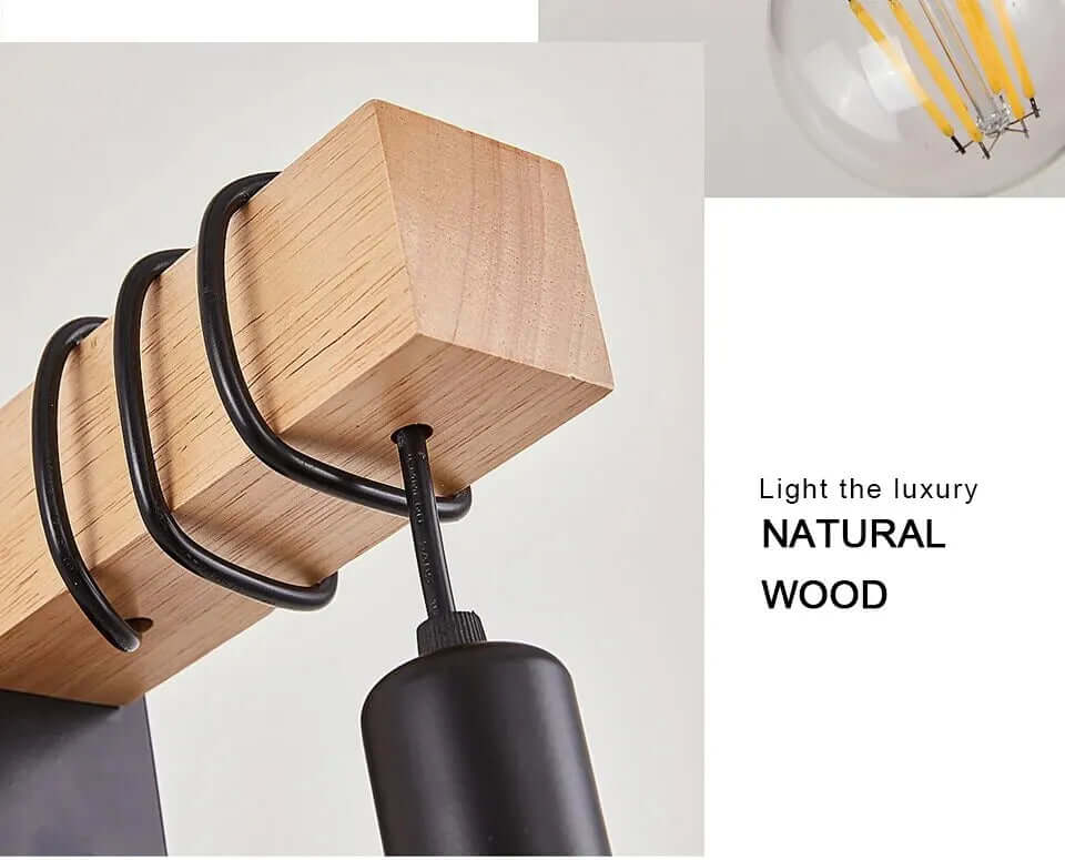 Retro Wood LED Wall Lamp - Industrial Loft Style Lighting Fixture