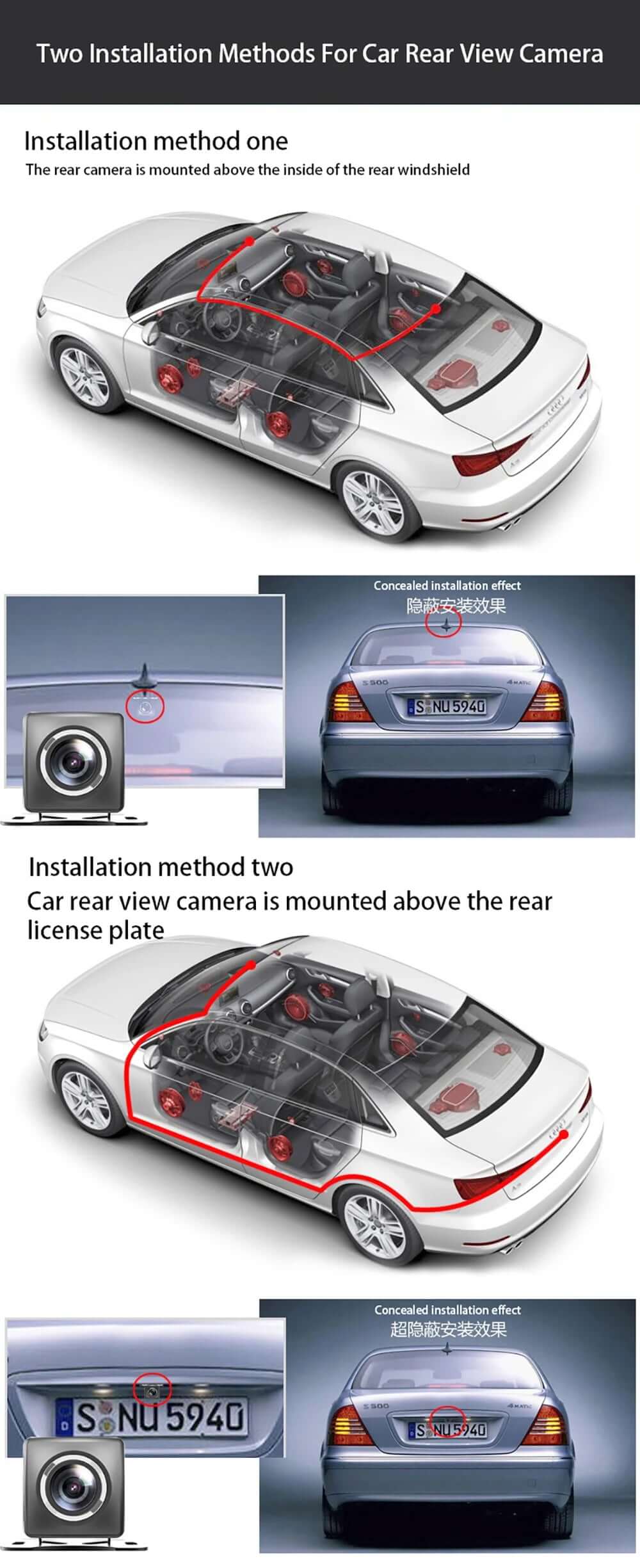 3-Camera Car DVR 1080P Dash Cam - Interior, Cabin, and Rear Recording