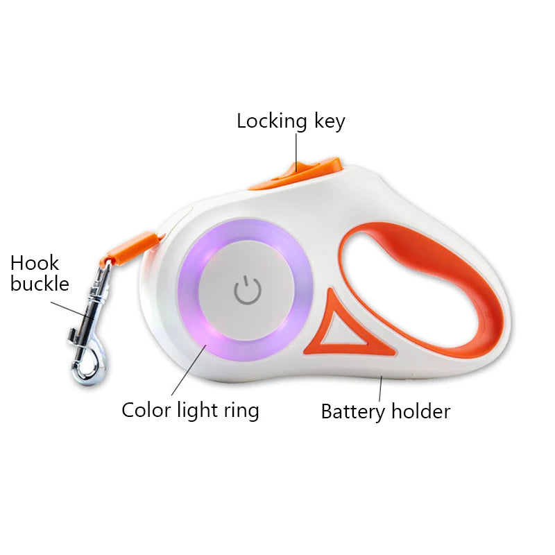 5M Retractable Dog Leash with LED Flashlight