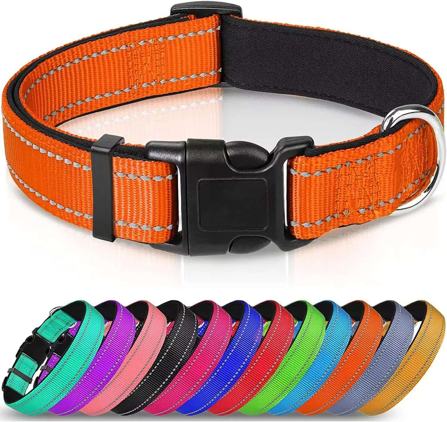 Reflective Soft Neoprene Padded  Dog Collar