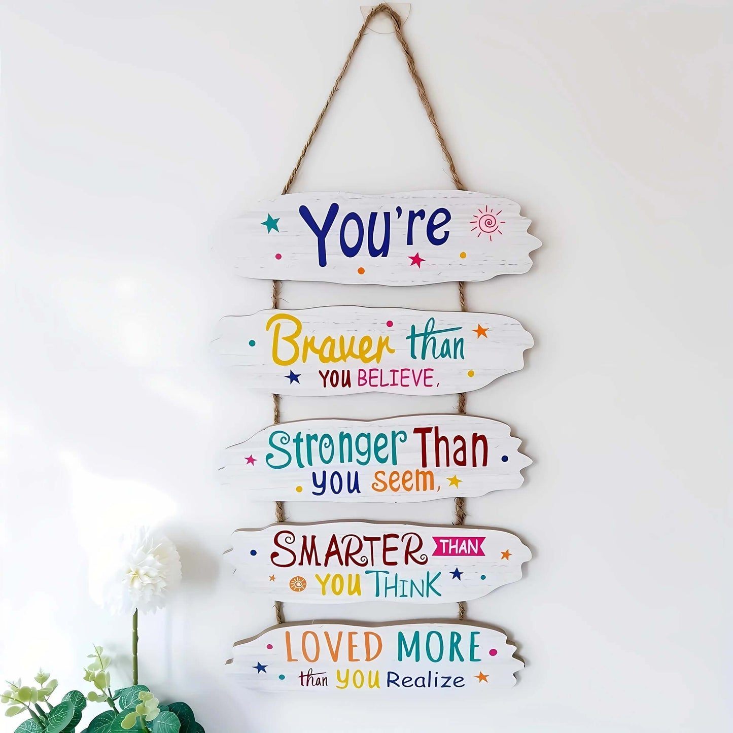 Wooden Inspirational Hanging Festive Decor