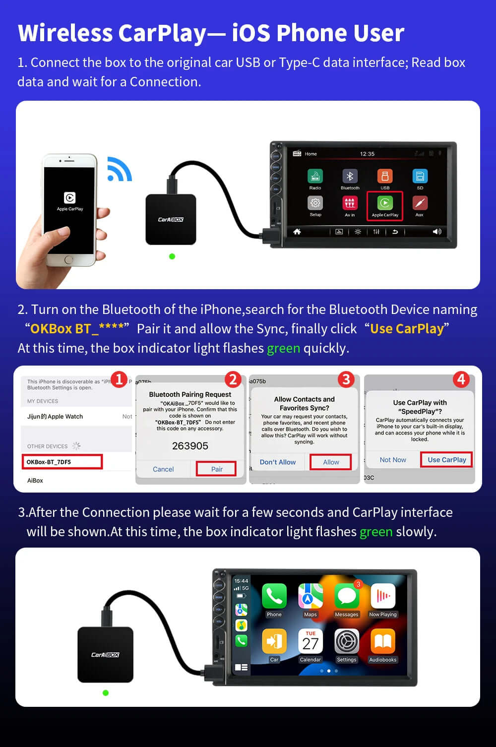 CarAIBOX 2-in-1 Wireless CarPlay Dongle