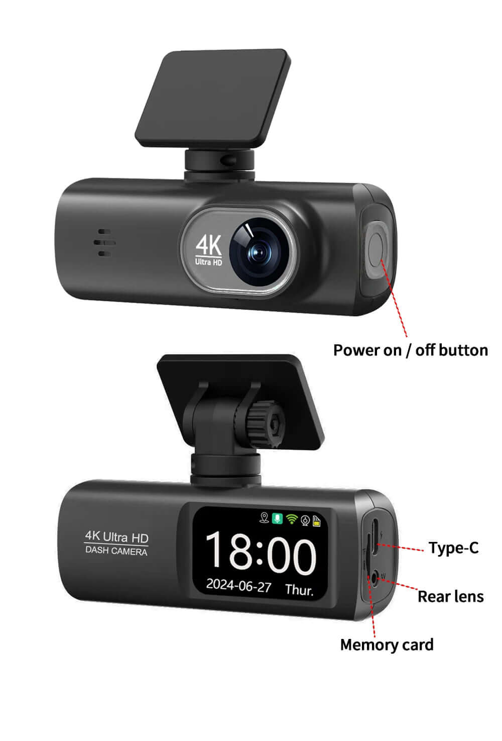 Dual Lens Driving Recorder with WiFi & GPS