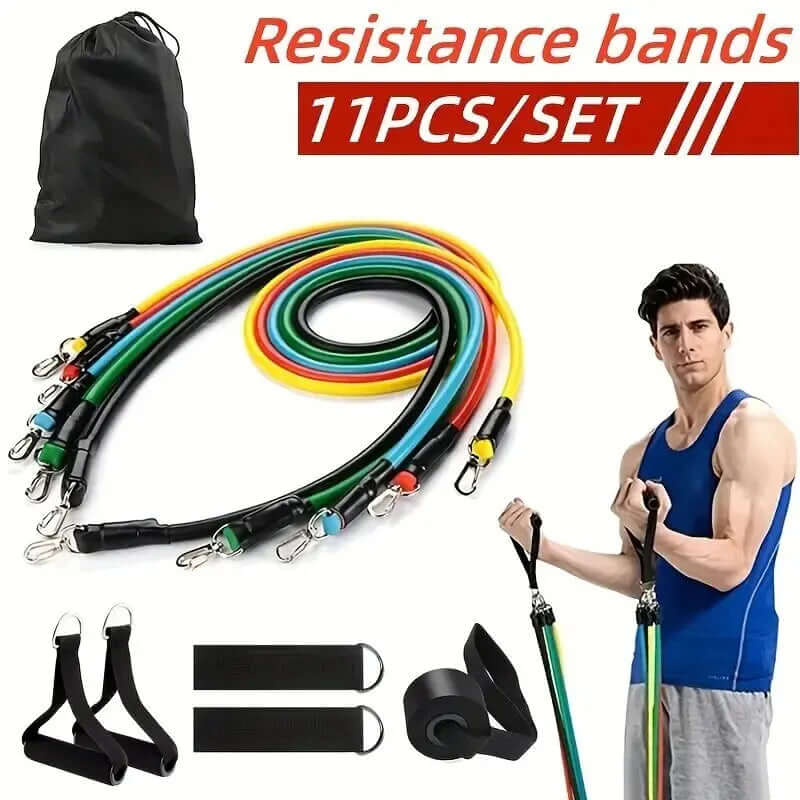 11pcs TPE Resistance Band Set - Complete Fitness & Training Kit