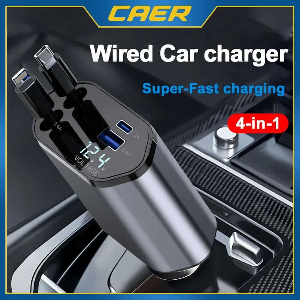 120W Wired Retractable Car Charger