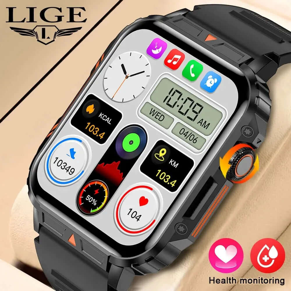 LIGE Smartwatch (1.95 Inch) - Health Monitoring & Fitness Trackerombre