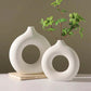 Imitation Ceramic Pure White Donut Vase - Decorative Table Ornament