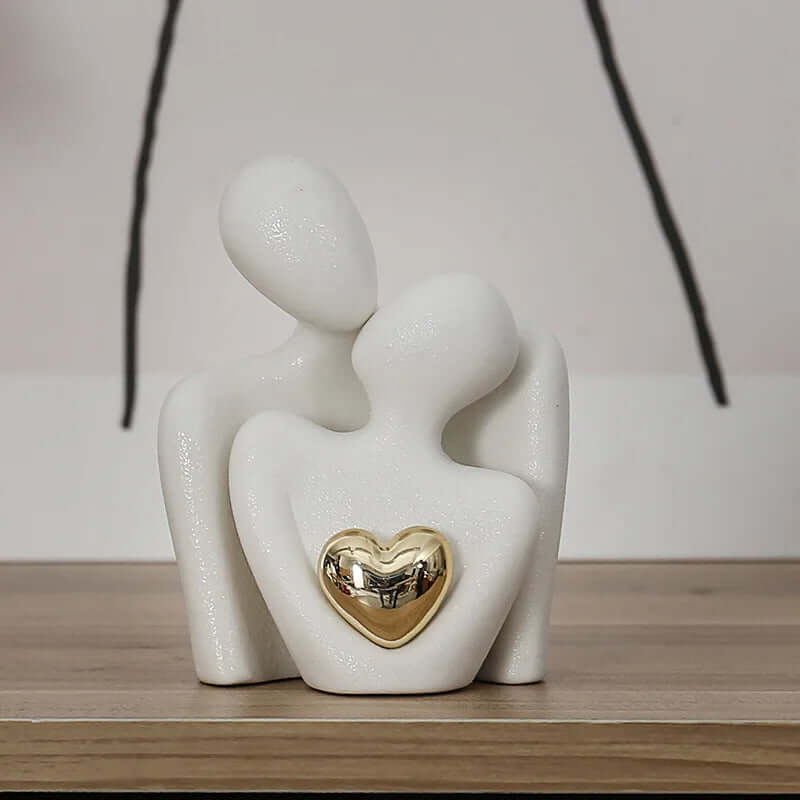 Heart-Shaped Gold-Plated Abstract Couple Decoration