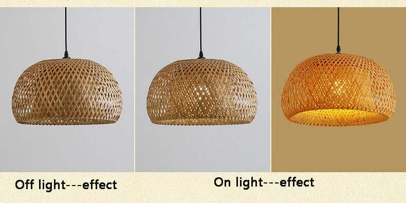 Bamboo Pendant Lamp - Hand-Knitted Chinese Style Hanging Light