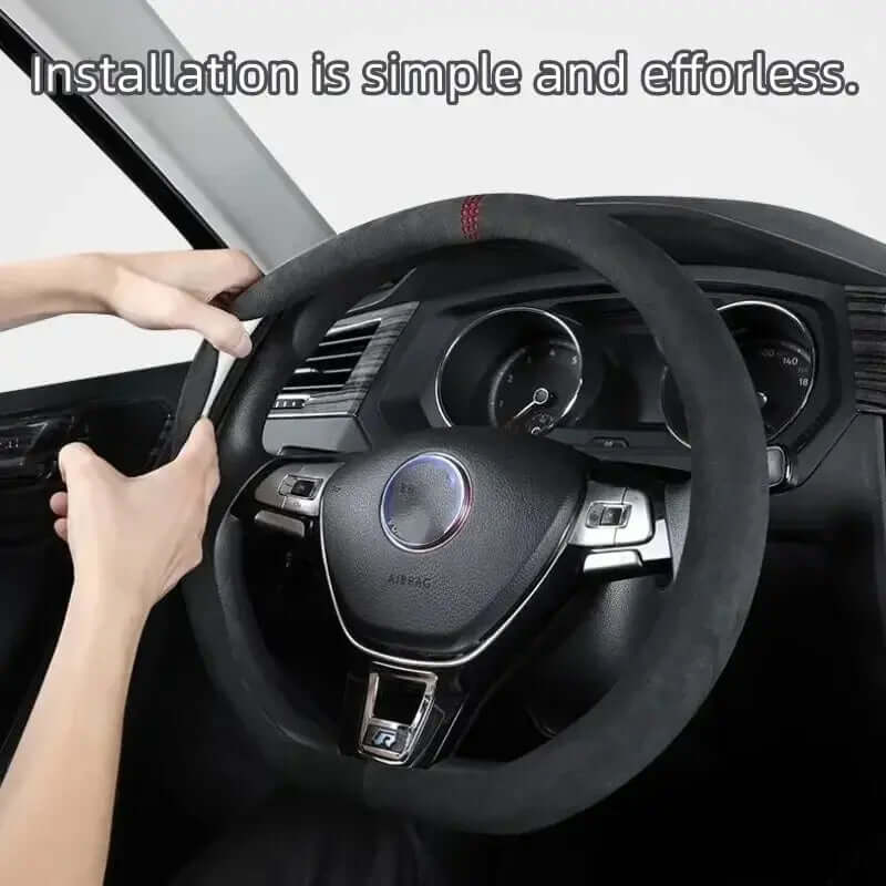 Suede Auto Steering Wheel Cover - Ultra-Thin, Non-Slip, All-Season Protector