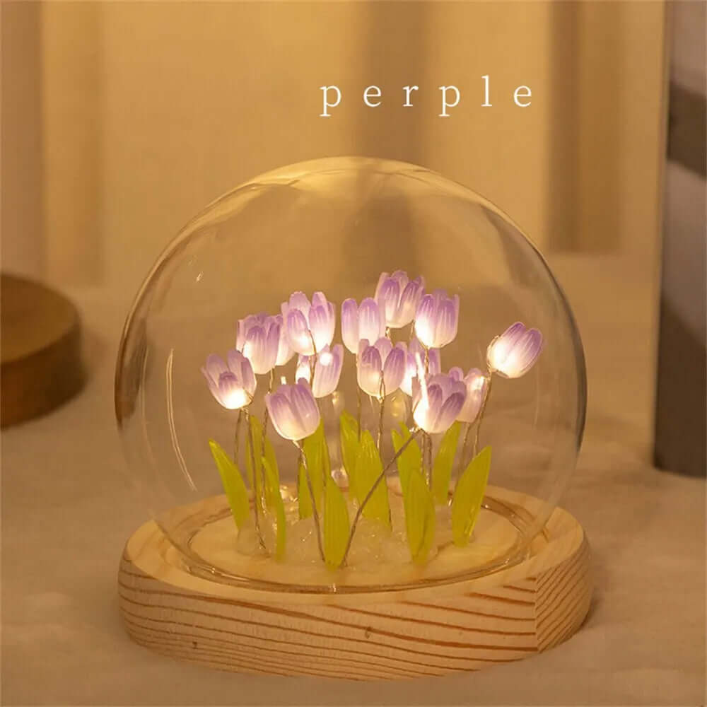 : Artificial Tulip Flower Night Light - Handmade LED Bedside Lamp