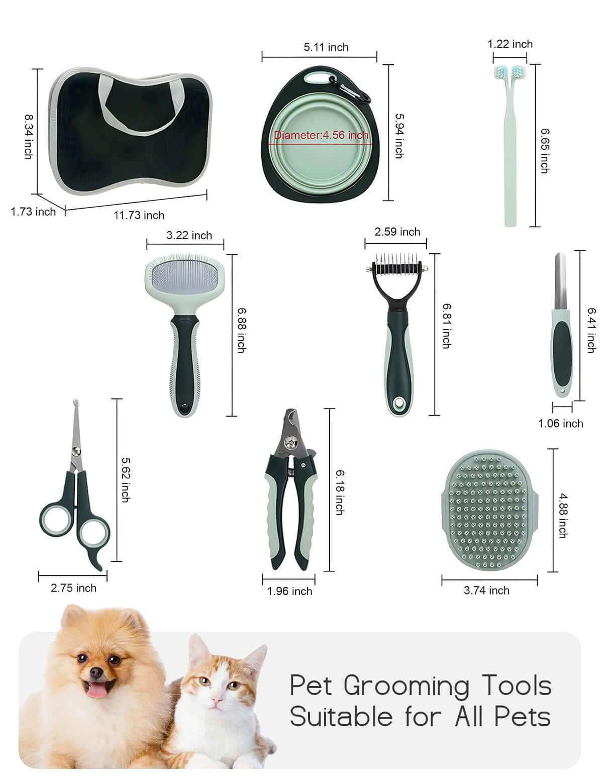 Pet Grooming Tools 8pcs Set – Cleaning & Care Kit for Dogs & Cats