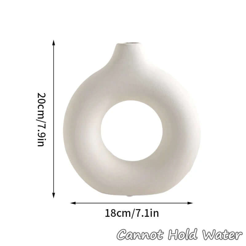 Imitation Ceramic Pure White Donut Vase - Decorative Table Ornament