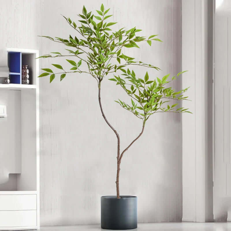 Artificial Bamboo Tree with Nandina Leaves