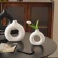 Imitation Ceramic Pure White Donut Vase - Decorative Table Ornament