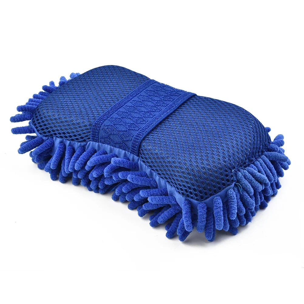 Blue Microfiber Chenille Car Wash Sponge