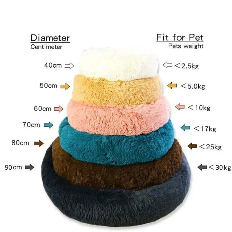 : Fluffy Round Dog & Cat Bed - Super Soft Plush Pet Nest