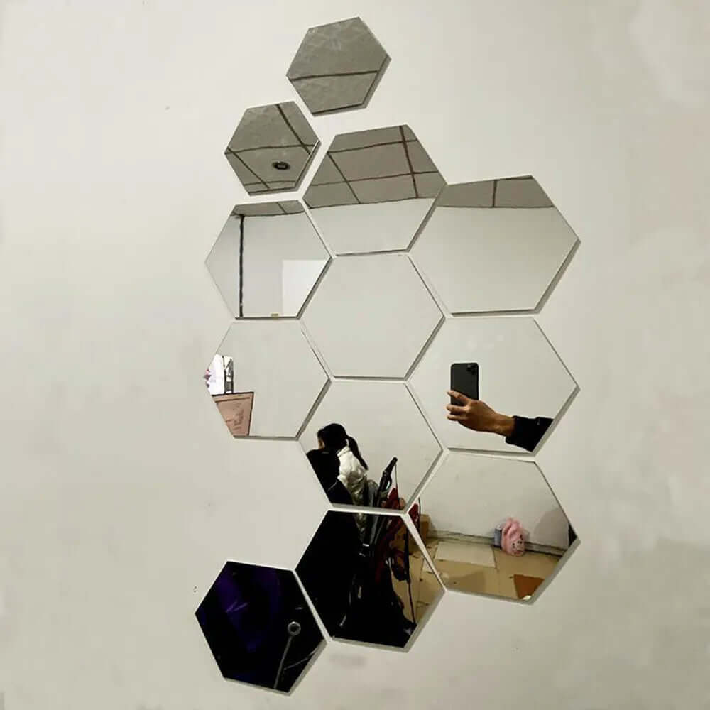 Hexagon 3D Mirror Wall Stickersoration