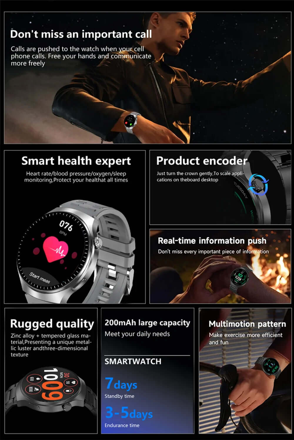 LAXASFIT 1.52” Bluetooth Talk Smartwatch