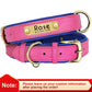 Customized Leather ID Nameplate Dog Collar - Soft Padded & Adjustable