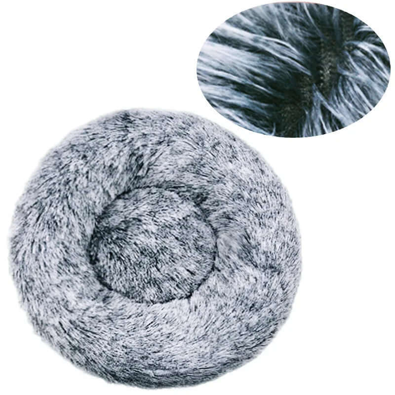 : Fluffy Round Dog & Cat Bed - Super Soft Plush Pet Nest