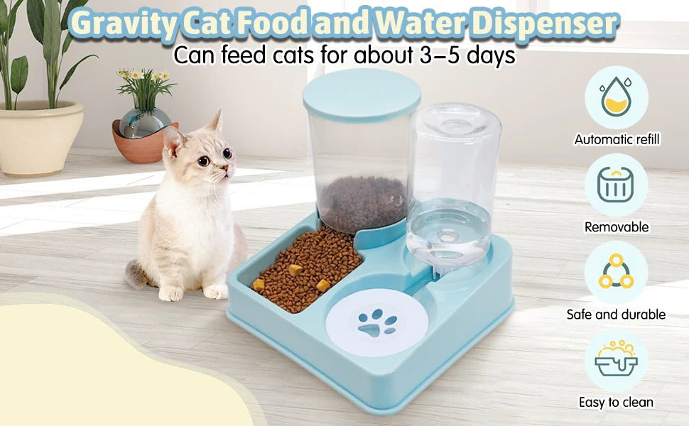 Cat Feeder & Water Dispenser Set