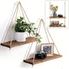 Wooden Wall Hanging Storage Rack with Rope