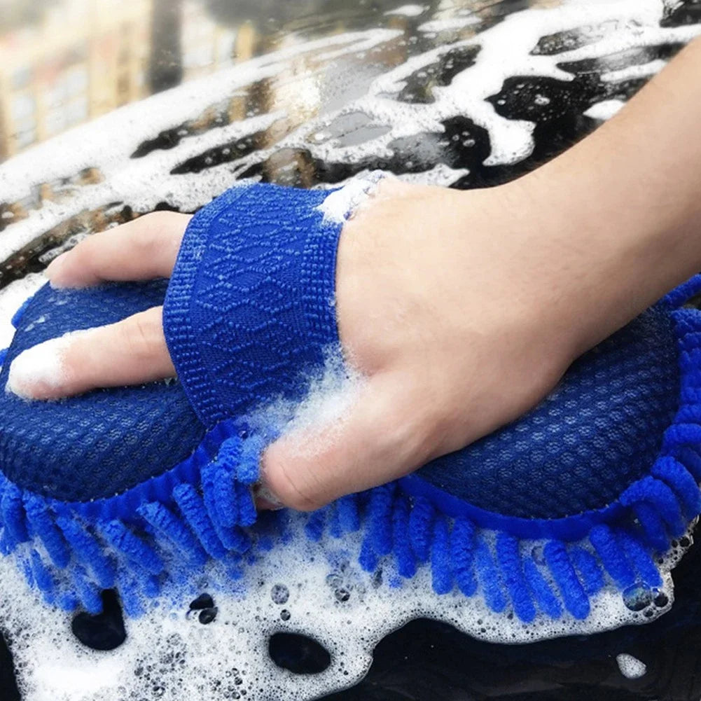 Blue Microfiber Chenille Car Wash Sponge