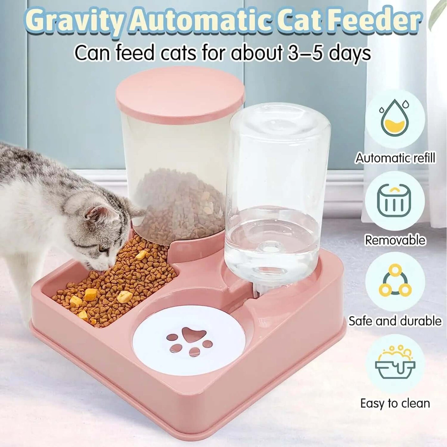 2-in-1 Automatic Cat Feeder & Water Dispenser Set