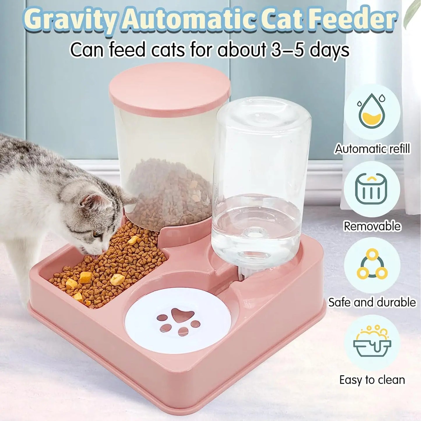 Cat Feeder & Water Dispenser Set