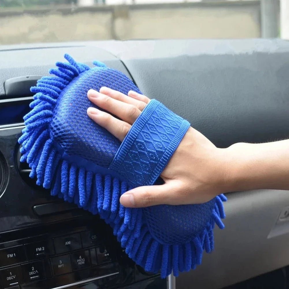 Blue Microfiber Chenille Car Wash Sponge