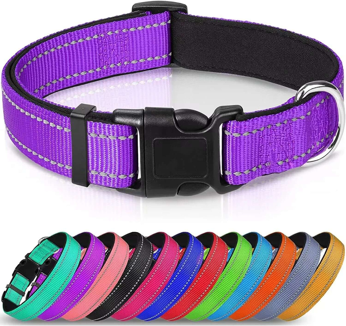 Reflective Soft Neoprene Padded  Dog Collar