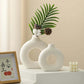 Imitation Ceramic Pure White Donut Vase - Decorative Table Ornament